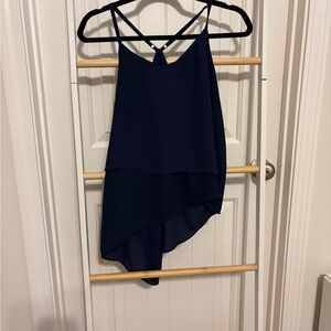 BCBGMaxAzria Navy Blue Asymmetrical Top